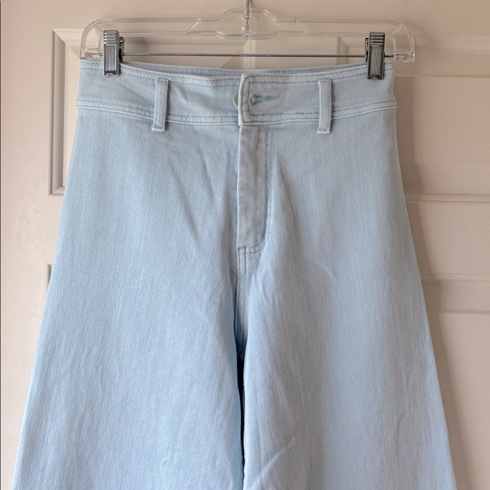 Miou Muse Straight Wide Leg Denim Pants Light Wash Blue Size S/4-6 NWOT - Picture 3 of 12